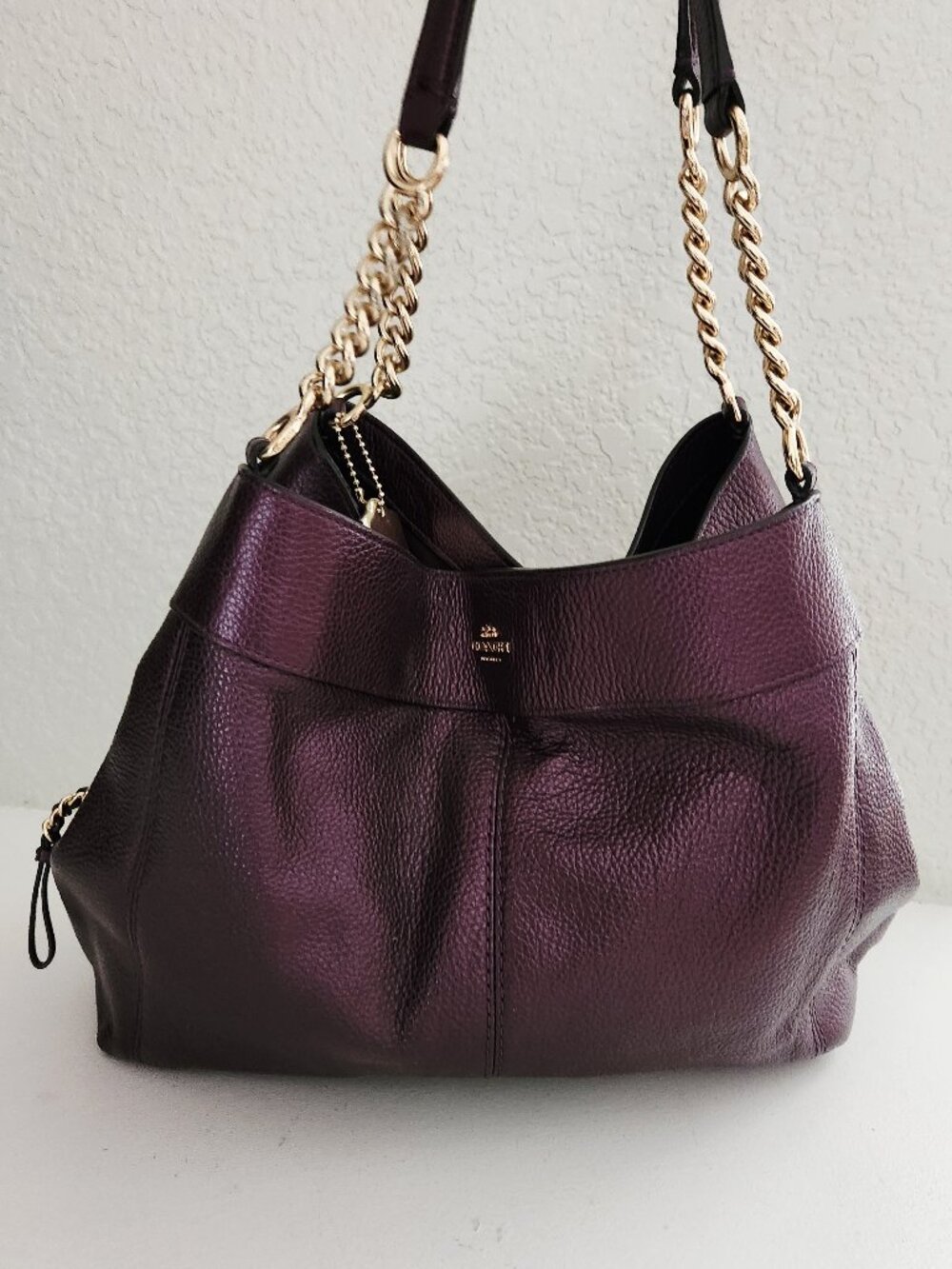 Like New Coach Lexy Dark Burgandy Leather Shoulder Bag Purse